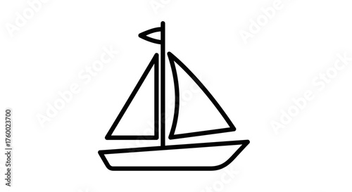 Minimalist Silhouette Of A Sailboat Floating On Dark Water With a Symbolist Interpretation