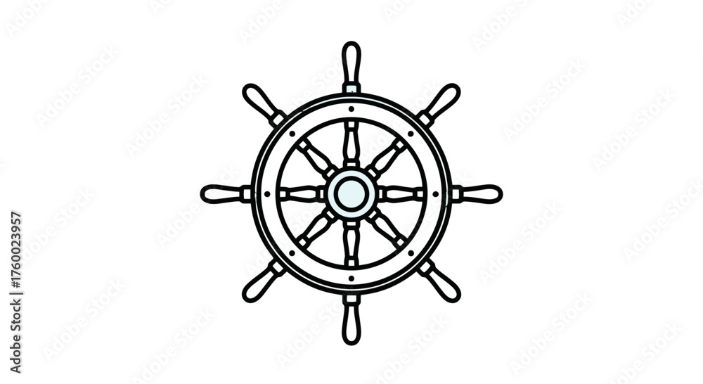 Obraz premium Minimalist Steering Wheel Illustration On Black Background Represents Navigation And Control