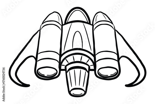 Cartoon spaceship with wing like attachments features black outline detailing on a white backdrop