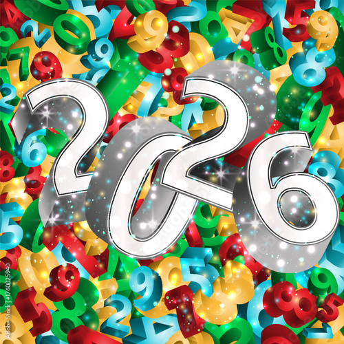 New 2026 year wallpaper with 3d numbers, vector illustration