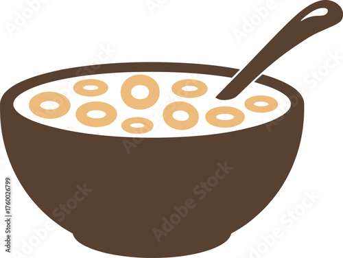 Simple icon of a bowl of cereal with a spoon delicious breakfast food graphic