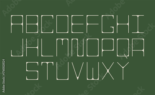 alphabet and numbers, line minimalistic font set numbers from 0 to 9 English letters. abstract geometric shapes, vector trendy elements design made of squares, numbers for card, invitation