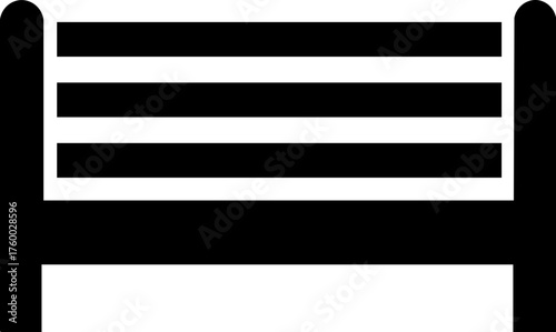 Minimalist black bench silhouette on a clean white background bench icon vector with simple design  Black silhouette of a park bench on white background vector illustration  Bench icon vector 