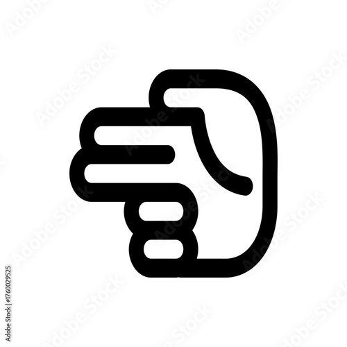 Illustration of a stylized black hand pointing directly at the viewer with a thick outline design style