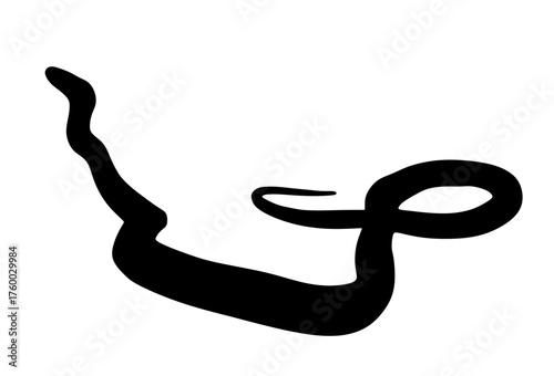 Snake vector silhouette illustration isolated on background. Serpent tattoo. Poison snake symbol. Deadly venom, symbol of medicine or pharmacy. Shape snake shadow.