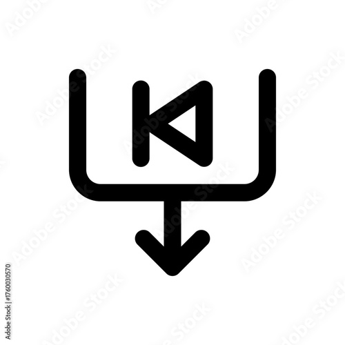 Download icon with a left arrow pointing downwards indicating a backward retrieval process for data transfer
