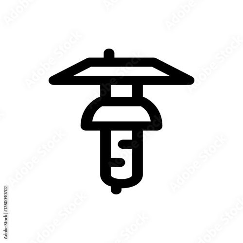 Illustration of a black lantern with a wide top and three bulbous shapes descending from the main body