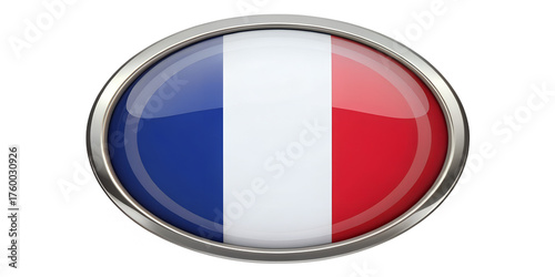 Free Download French flag in oval chrome frame, a symbol of france isolated on transparent background - GFXLoad