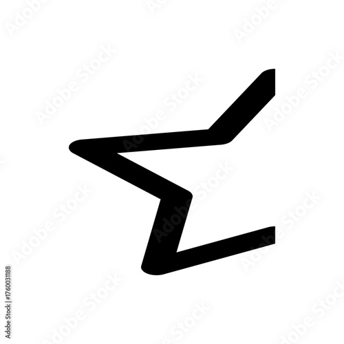 Illustration of a partial black star with rounded corners isolated on a white background in simple style