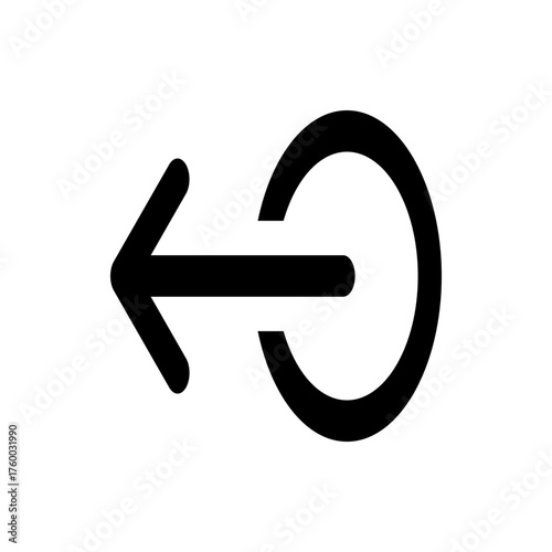 Black arrow pointing left connected to a partial circle on the right side of the image illustration