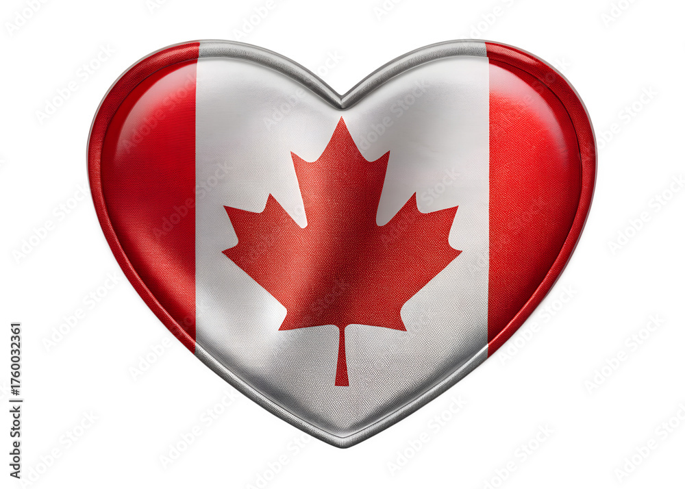 Obraz premium Heart shaped canadian flag with glitter effect isolated on transparent background for canada day