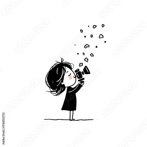 Movie Director. Movie Director simple black and white line art vector logo