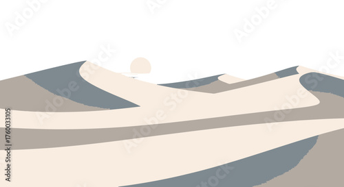 Minimalist Sunset Over Dune Landscape Depicting A Peaceful, Serene Wilderness
