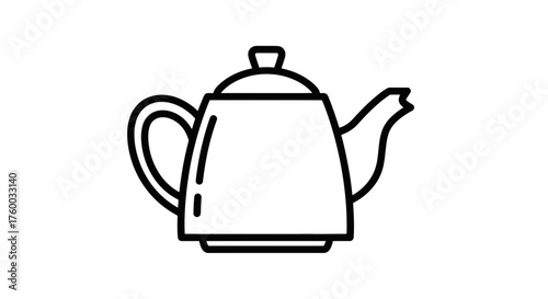 Minimalist Teapot Icon Depicted in Smooth, Seamless White Lines Against a Black Background