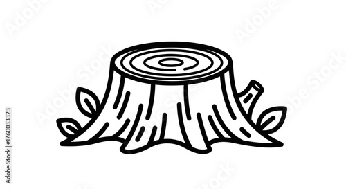 Minimalist Tree Stump Illustration on Black Background With a Nature Theme