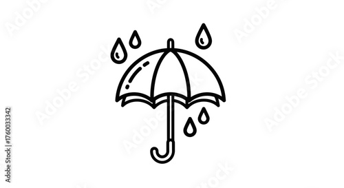 Minimalist Umbrella And Rain Illustration For Climate And Weather Protection Concept