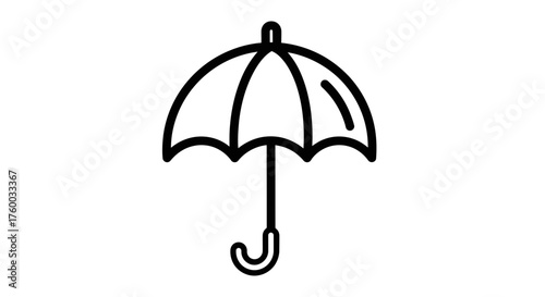 Minimalist Umbrella Icon On Black Background, Symbolizing Protection And Safety Concept