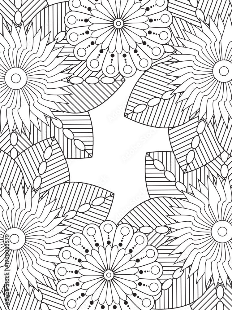 Fototapeta premium PrintFlowers Coloring Pages For Adules