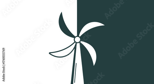 Minimalist Wind Turbine With Contrasting Background Depicting Energy And Nature