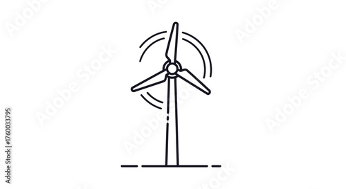 Minimalist Wind Turbine Silhouetted Against Black Backdrop for The Sustainable Energy Industry