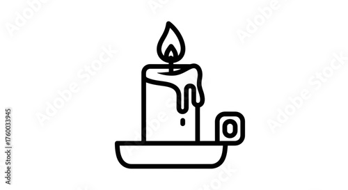 Minimalistic Candle Outline Illustrating Light and Warmth for Diverse Design Uses