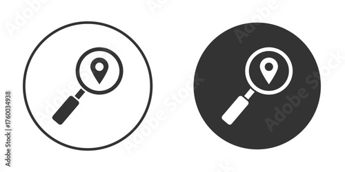 Search Location icon. filled flat sign for mobile concept. Vector graphics
