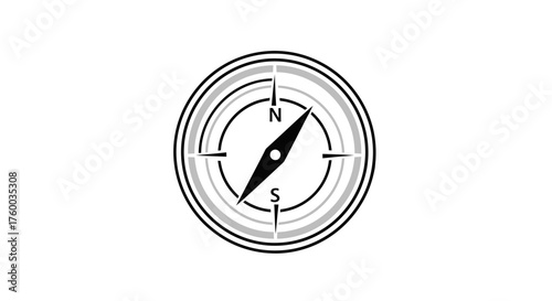 Minimalistic Compass Illustration Navigating The Directions On Monochrome Background.