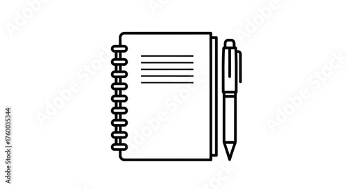 Minimalistic Composition of a Pen and Notebook Isolated Against a Dark Backdrop