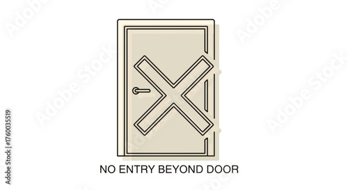 Minimalistic Door Illustration With An X Symbolizing Prohibition And Restricted Access