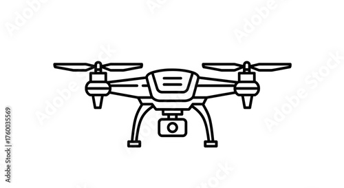 Minimalistic Drone Illustration on Black Background, Modern Technology Symbol Design