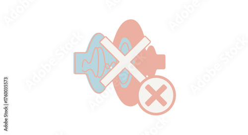 Muted Audio Icon With Cross Symbolizing Silence, Noise Cancellation, No Sound