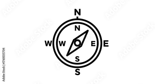Navigation Compass Directional Illustration Depicting Guidance and Route Visualization
