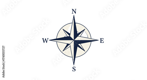 Navigation Compass Emblem On Black Background for Guidance, Direction, and Wayfinding