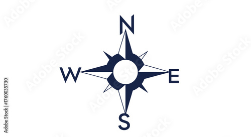 Navigation Compass Emblem Showing Directions for Adventures and Guidance in Journey Ahead