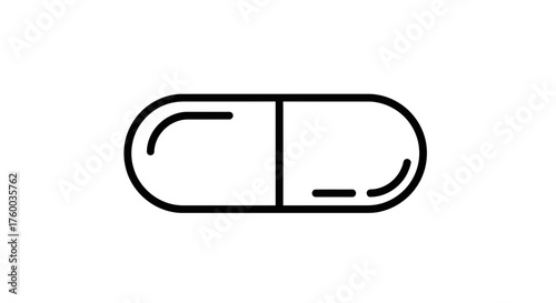 Minimalistic Illustration Of A Simple Pill Capsule, A Pharmaceutical Icon, And Health Concept