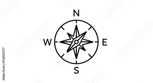 Navigation Compass Illustration With Directional Indicators On Black Background