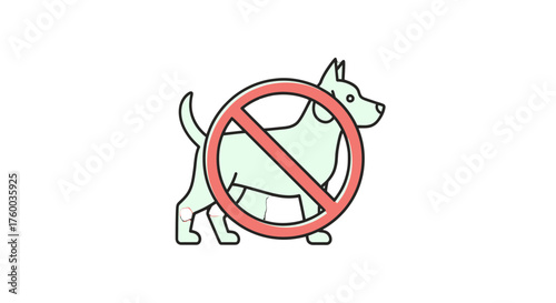 No Dogs Allowed Sign: Vector Illustration Against Black Background for Various Applications