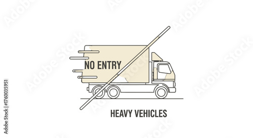 No Entry Sign Illustrating Heavy Vehicle Restrictions in a Specific Zone, Black Background