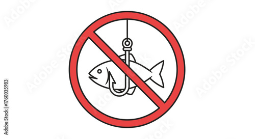 No Fishing Sign: An Isolated Symbol Denoting Prohibited Activity and Restriction