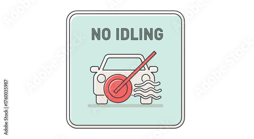 No Idling Sign Icon Illustrating Environmental Concerns and Reducing Air Pollution