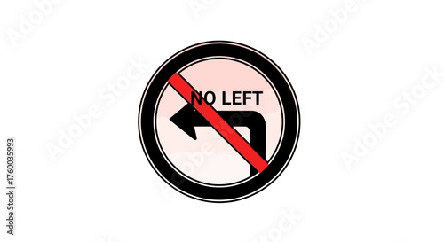 No Left Turn Sign Against a Dark Backdrop Illustrating Traffic Restrictions and Directions