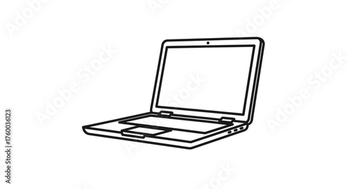 Minimalistic Outline Illustration of Modern Laptop, Representing Work and Technology