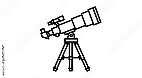 Observing The Cosmos A Sleek Outline Of A Powerful Telescope, Ready For Observation