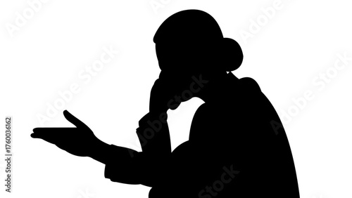 Pensive Woman Silhouette Vector