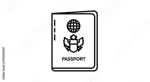 Minimalistic Passport Icon Depicting Travel Authorization and Global Mobility Opportunities
