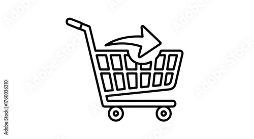 Online Shopping Return: Icon Depicting a Shopping Cart with an Arrow Reversal