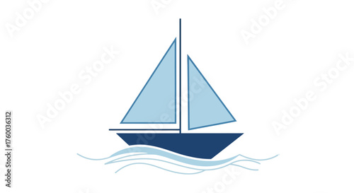 Minimalistic Sailing Vessel On Open Water Graphic Against Solid Black Background