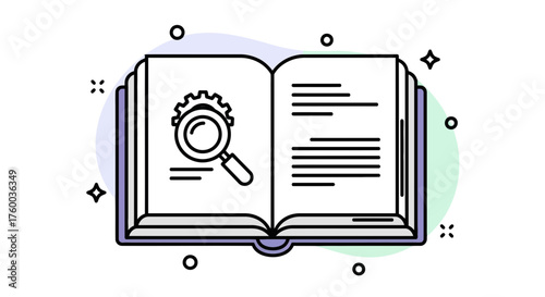 Open Book Illustrating Knowledge and Research, Searching for Answers and New Information