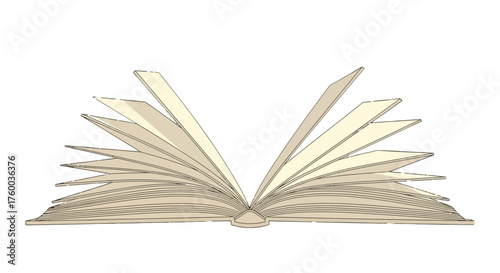 Open Book Illustration On Black Background Showing The Pages And Binding Details