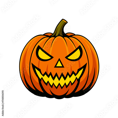 Evil Jack-o’-Lantern Pumpkin Illustration for Halloween